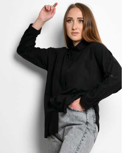 Хлопковая рубашка черного цвета 55184, Цвет: Черный, Размер: M, изображение 6