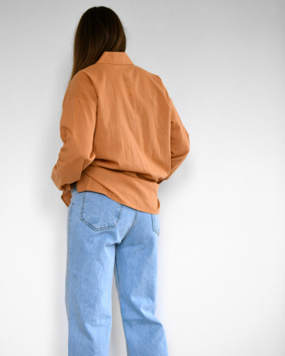 Хлопковая рубашка цвета песок 55185, Цвет: Кемел, Размер: L, изображение 7