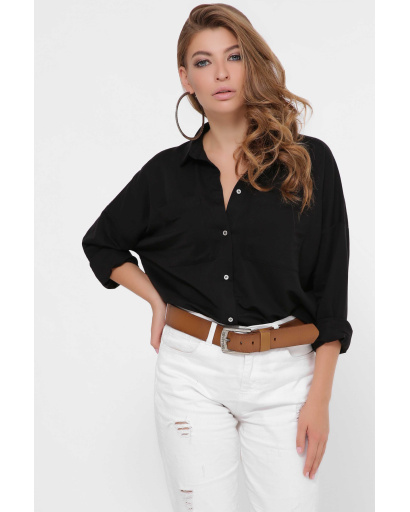 Чорна жіноча сорочка 36246, Колір: Чорний, Розмір: XS, зображення 4