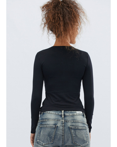 Жіночий чорний лонгслів 32074, Колір: Чорний, Розмір: S, зображення 3