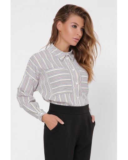 Свободная желтая рубашка в полоску 36047, Цвет: Жёлтый, Размер: XS, изображение 3