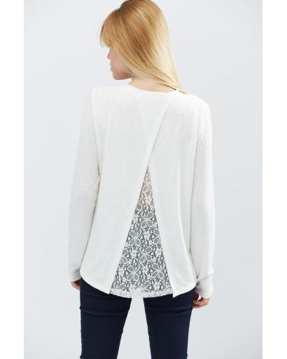 Стильный свитер с разрезом на спине 32238, Цвет: Молочний, Размер: XS, изображение 2