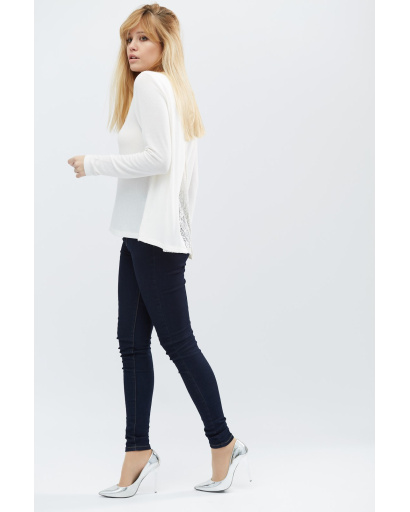 Стильный свитер с разрезом на спине 32238, Цвет: Молочний, Размер: XS, изображение 3