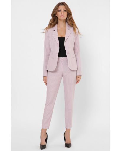 Класичний костюм-двійка у смужку 35978, Колір: Світло-рожевий, Розмір: XS, зображення 2
