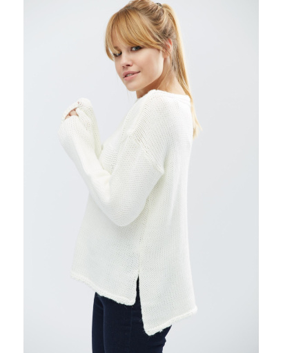 В'язаний светр "Пальма" 27606, Колір: Молочний, Розмір: ONE SIZE, зображення 5