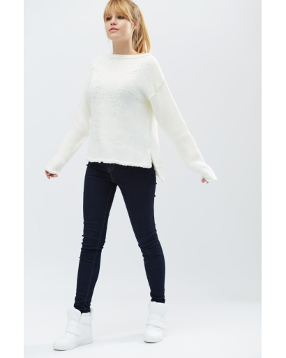 В'язаний светр "Пальма" 27606, Колір: Молочний, Розмір: ONE SIZE, зображення 2