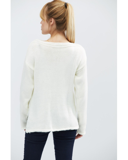 В'язаний светр "Пальма" 27606, Колір: Молочний, Розмір: ONE SIZE, зображення 3