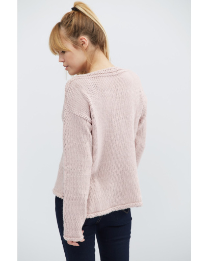 В'язаний светр "Пальма" 27607, Колір: Пудровий, Розмір: ONE SIZE, зображення 4