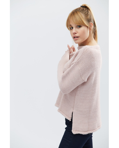 В'язаний светр "Пальма" 27607, Колір: Пудровий, Розмір: ONE SIZE, зображення 3