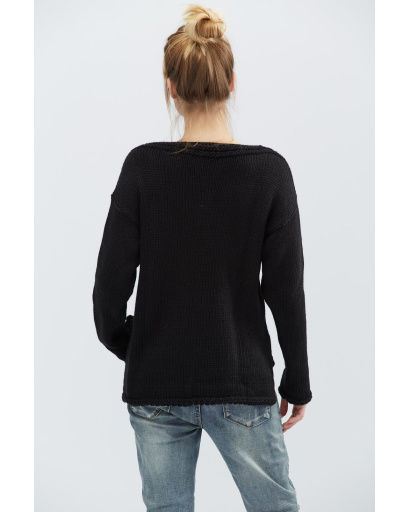 В'язаний светр "Пальма" 27608, Колір: Чорний, Розмір: ONE SIZE, зображення 4