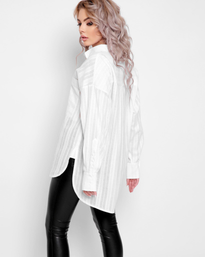 Белая рубашка в полоску 41027, Цвет: Белый, Размер: XS, изображение 3