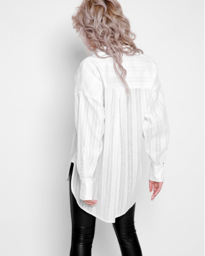 Белая рубашка в полоску 41027, Цвет: Белый, Размер: XS, изображение 4