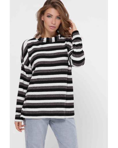 Серый свитер в полоску 34648, Цвет: Серый, Размер: XS, изображение 2