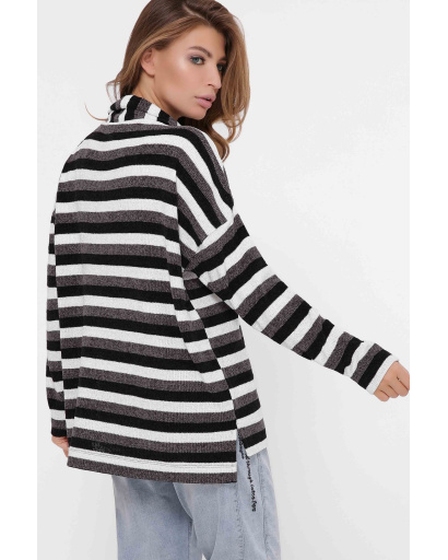 Серый свитер в полоску 34648, Цвет: Серый, Размер: XS, изображение 3