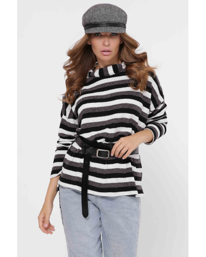 Серый свитер в полоску 34648, Цвет: Серый, Размер: XS, изображение 4