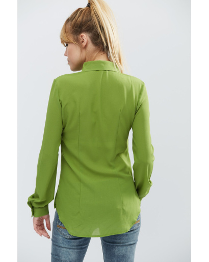 Жіноча сорочка з чорною вставкою 32211, Колір: Оливковий, Розмір: XS, зображення 5