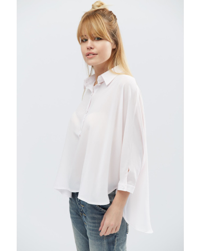 Шифоновая рубашка оверсайз цвет светло-розовый 32214, Цвет: Светло-розовый, Размер: XS, изображение 3