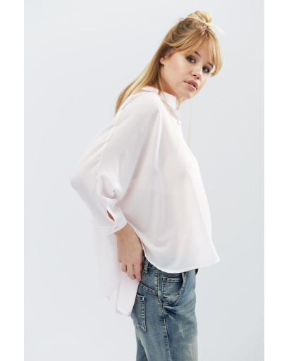 Шифоновая рубашка оверсайз цвет светло-розовый 32214, Цвет: Светло-розовый, Размер: XS, изображение 4