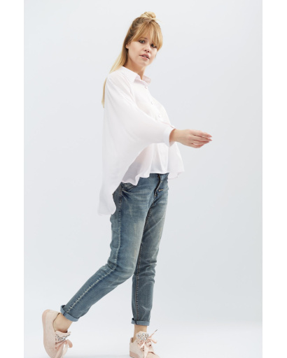 Шифоновая рубашка оверсайз цвет светло-розовый 32214, Цвет: Светло-розовый, Размер: XS, изображение 5