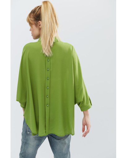 Шифоновая рубашка оверсайз цвет оливка 32216, Цвет: Оливковый, Размер: XS, изображение 4