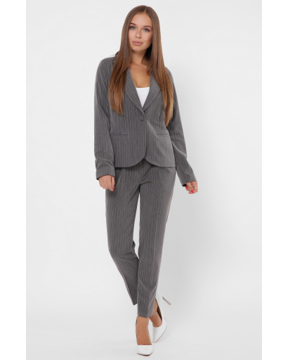 Классический серый костюм-двойка в полоску 35108, Цвет: Серый, Размер: S, изображение 2