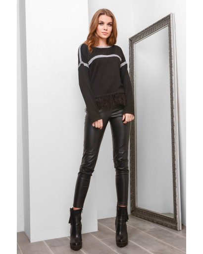 Стильний однотонний светр 28814, Колір: Чорний, Розмір: XS, зображення 2