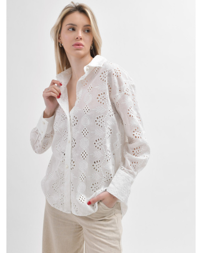 Натуральна лляна сорочка білого кольору 55991, Колір: Білий, Розмір: S, зображення 4