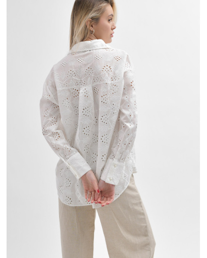 Натуральна лляна сорочка білого кольору 55991, Колір: Білий, Розмір: S, зображення 6