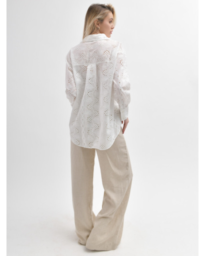 Натуральна лляна сорочка білого кольору 55991, Колір: Білий, Розмір: S, зображення 7