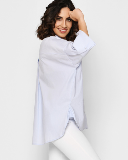 Женская голубая рубашка свободного силуэта 43093, Цвет: Голубой, Размер: XS, изображение 3