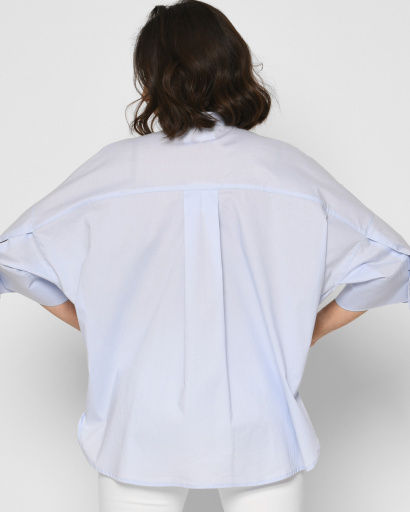 Женская голубая рубашка свободного силуэта 43093, Цвет: Голубой, Размер: XS, изображение 5