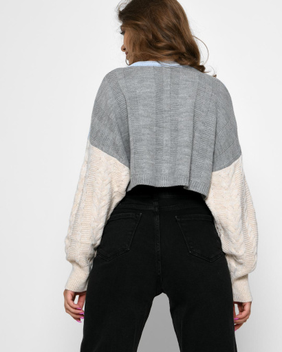 Разноцветный короткий свитер 51213, Цвет: Голубой, Размер: ONE SIZE, изображение 4