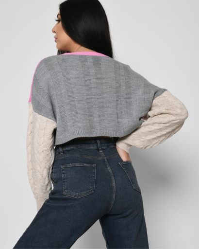 Різнокольоровий короткий светр 51214, Колір: Рожевий, Розмір: ONE SIZE, зображення 2