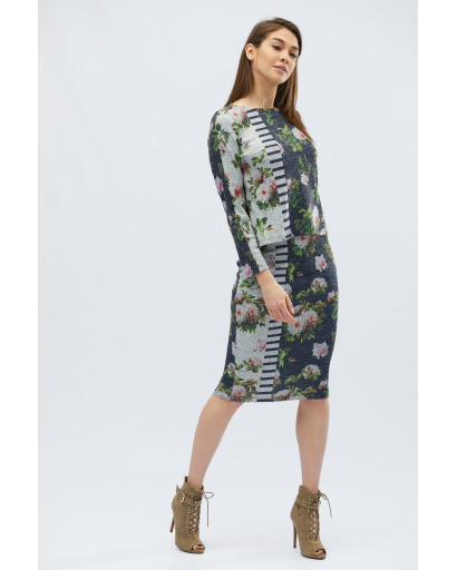 Синий костюм в цветочек 32487, Цвет: Синий, Размер: XS, изображение 2