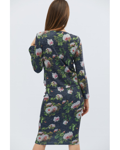 Синий костюм в цветочек 32487, Цвет: Синий, Размер: XS, изображение 3