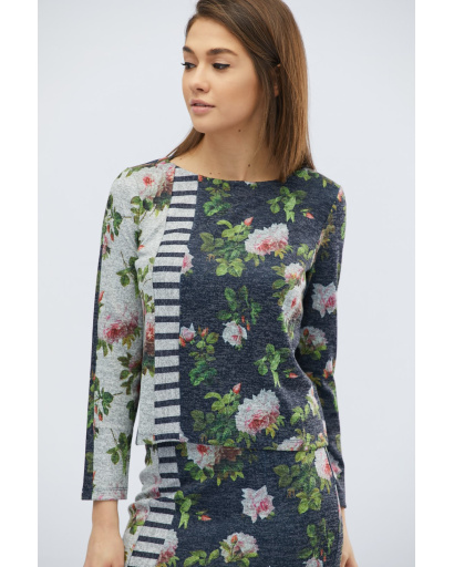 Синий костюм в цветочек 32487, Цвет: Синий, Размер: XS, изображение 4