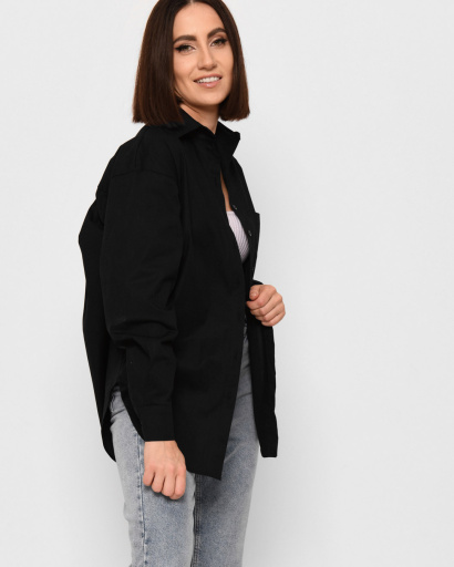 Бавовняна сорочка оверсайз 43054, Колір: Чорний, Розмір: L, зображення 2