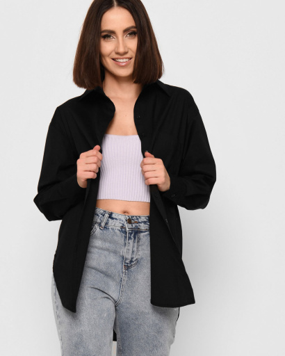 Бавовняна сорочка оверсайз 43054, Колір: Чорний, Розмір: L, зображення 3