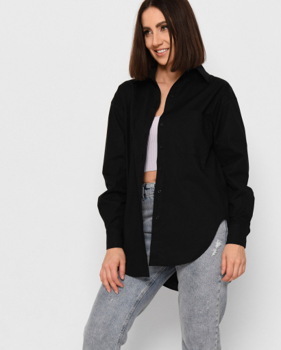 Бавовняна сорочка оверсайз 43054, Колір: Чорний, Розмір: L, зображення 4