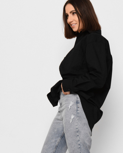 Бавовняна сорочка оверсайз 43054, Колір: Чорний, Розмір: L, зображення 5