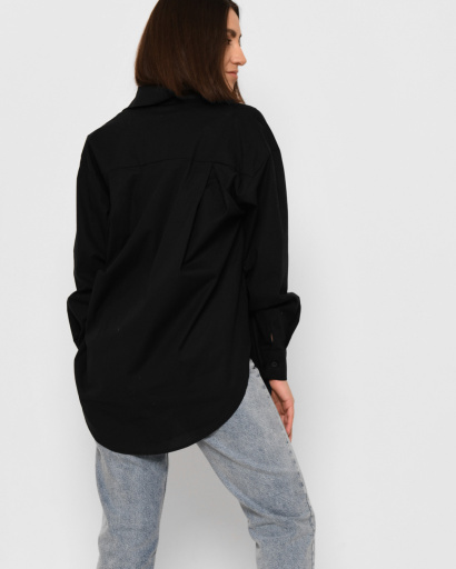 Бавовняна сорочка оверсайз 43054, Колір: Чорний, Розмір: L, зображення 6