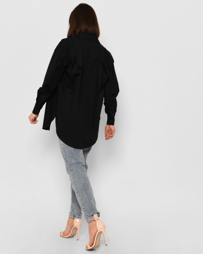 Бавовняна сорочка оверсайз 43054, Колір: Чорний, Розмір: L, зображення 7