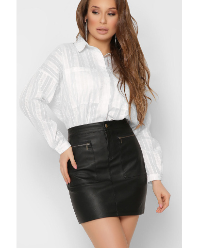 Белая хлопковая рубашка в полоску 36628, Цвет: Белый, Размер: XS, изображение 2