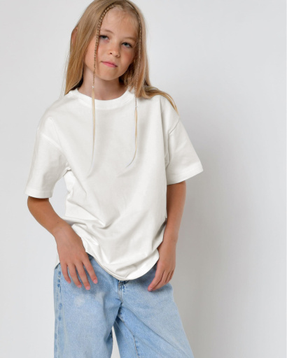Дитяча повсякденна футболка Premium,  молоко 56020, Колір: Молочний, Розмір: 128, зображення 3