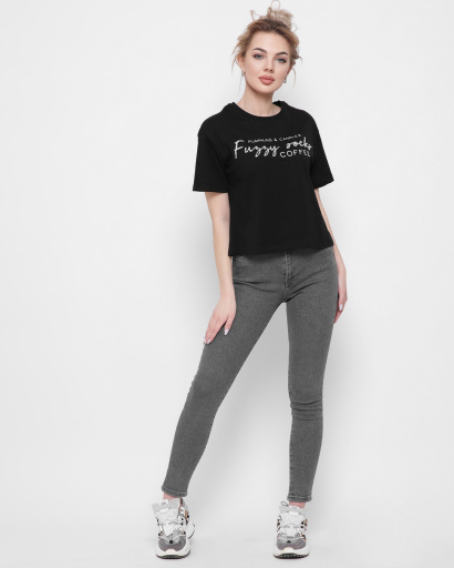 Женская черная футболка Standart с надписями Coffee 57889, Цвет: Черный, Размер: S, изображение 3