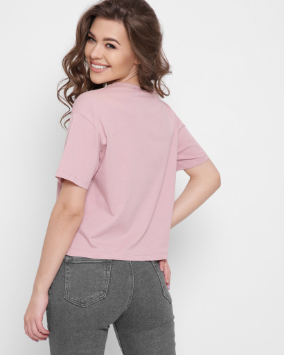 Женская розовая футболка Standart с надписями Coffee 57890, Цвет: Светло-розовый, Размер: S, изображение 3