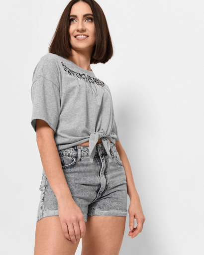 Женская серая футболка Standart на завязке Perfect is boring 57895, Цвет: Серый, Размер: L, изображение 3