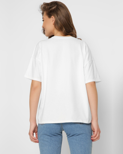 Футболка женская хлопковая Standart oversize CRC -237-3 57822, Цвет: Белый, Размер: L, изображение 2