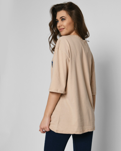 Женская бежевая футболка Standart с принтом Element 57909, Цвет: Бежевый, Размер: S, изображение 3