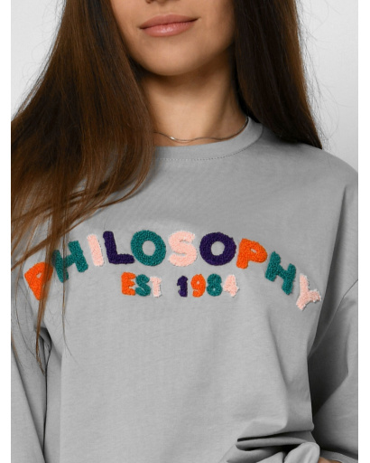 Женская серая футболка Standart с вышивкой Philosophy 57913, Цвет: Серый, Размер: S, изображение 2